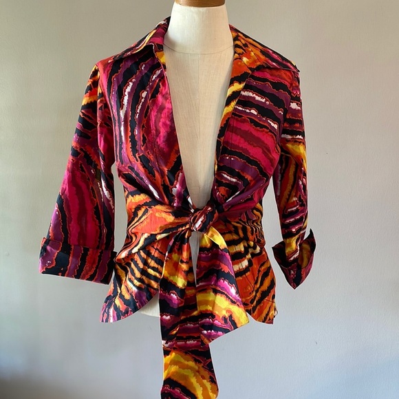 MISHCA TIE front lightweight jacket / top Multicolor animal print Size PM - Picture 1 of 10